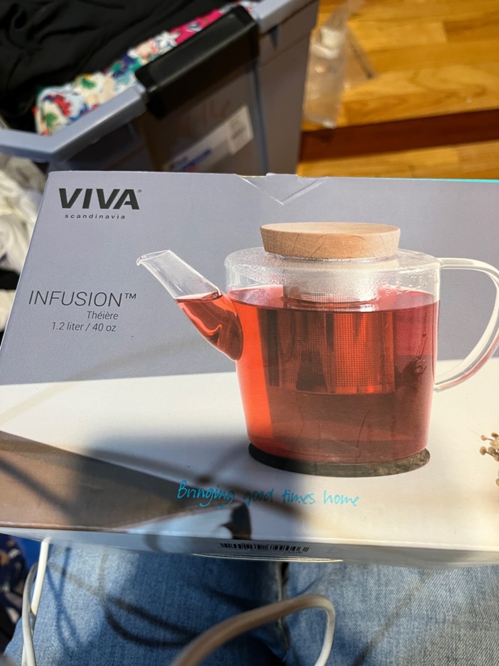 Infusion Glass Teapot with Bamboo Lid - Red